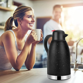 SSAWcasa Thermal Coffee Carafe 68oz Double Wall Vacuum Coffee Thermos Stainless Steel Insulated Airpot Thermal Pot Flask 12 Hour Heat Retention/24 Hour Cold Retention(Spotted Black)